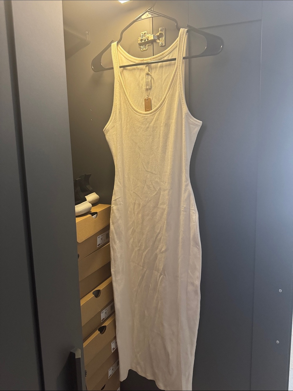 Skims Cotton Rib Tank Midi Dress Marble size Medium - Picture 3 of 5